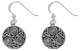 Jewelry Trends Sterling Silver Celtic Triskele Trinity Knot Dangle Earrings - $49.99