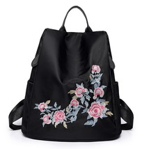 Ethnic Style Embroidered Nylon Backpack Waterproof Anti-Theft Travel Fashion Sho - £29.37 GBP