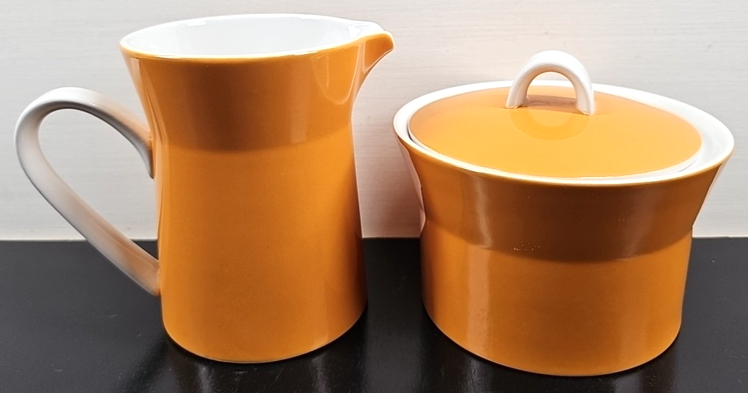 Mikasa Duplex Orange Creamer Sugar Bowl Set Vintage Ben Seibel Dishes Re... - $49.17