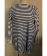 J Jill  Pullover Tunic Pleated Back and Tab Roll Sleeves Striped Blues S... - $279.13 MXN