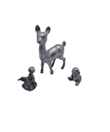 Vintage Pewter Metal Mini Figurines Deer Rabbit Bunny Seal Sea Lion Crystal - $18.80