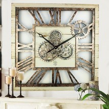 Wall clock 24 inches Square with real moving gears Desert Beige - $179.10