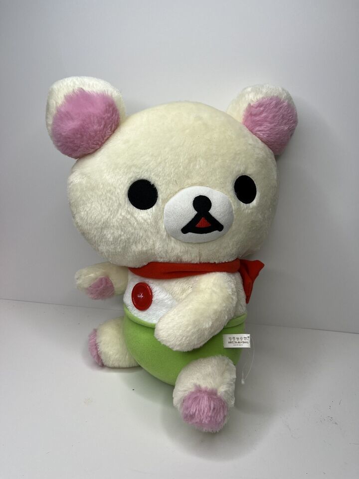 San-X Plush Teddy Bear Rilakkuma white green ladybug stuffed animal L 14” - $31.68