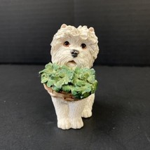 Sherratt and Simpson White West Highland Terrier Dog Figurine w Clover Basket - £14.24 GBP
