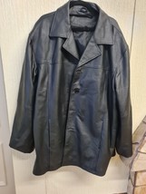 Premium Man Black Genuine Leather  Coat Jacket Size 3XL(56/58) Express Shipping - £36.64 GBP