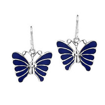 Stunning Butterfly Inlay Lapis Sterling Silver Dangle Earrings - £22.54 GBP