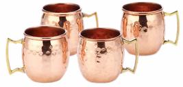 PARIJAT HANDICRAFT Set of 4 copper moscow mule mugs authentic and solid cups gla - £24.27 GBP+
