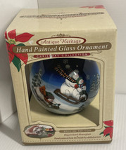 Antique Heritage Snowman Hand Painted Glass Christmas Ornament  Special Edition - £10.83 GBP