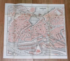1886 Original Antique Map Of Hamburg / Germany - £16.85 GBP