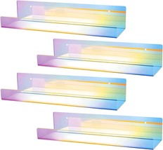Natldgs 4 Pcs Iridescent Acrylic Shelves For Wall Decor, 15&quot; Wall, Wall Mounted - £32.23 GBP