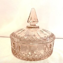 Vintage Pink Depression Indiana Glass Princess Point W Lid 6 In Candy Trinkets - £27.89 GBP