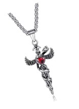 Snake Wing Cross Sword Pendant Necklace of Stainless - £38.23 GBP