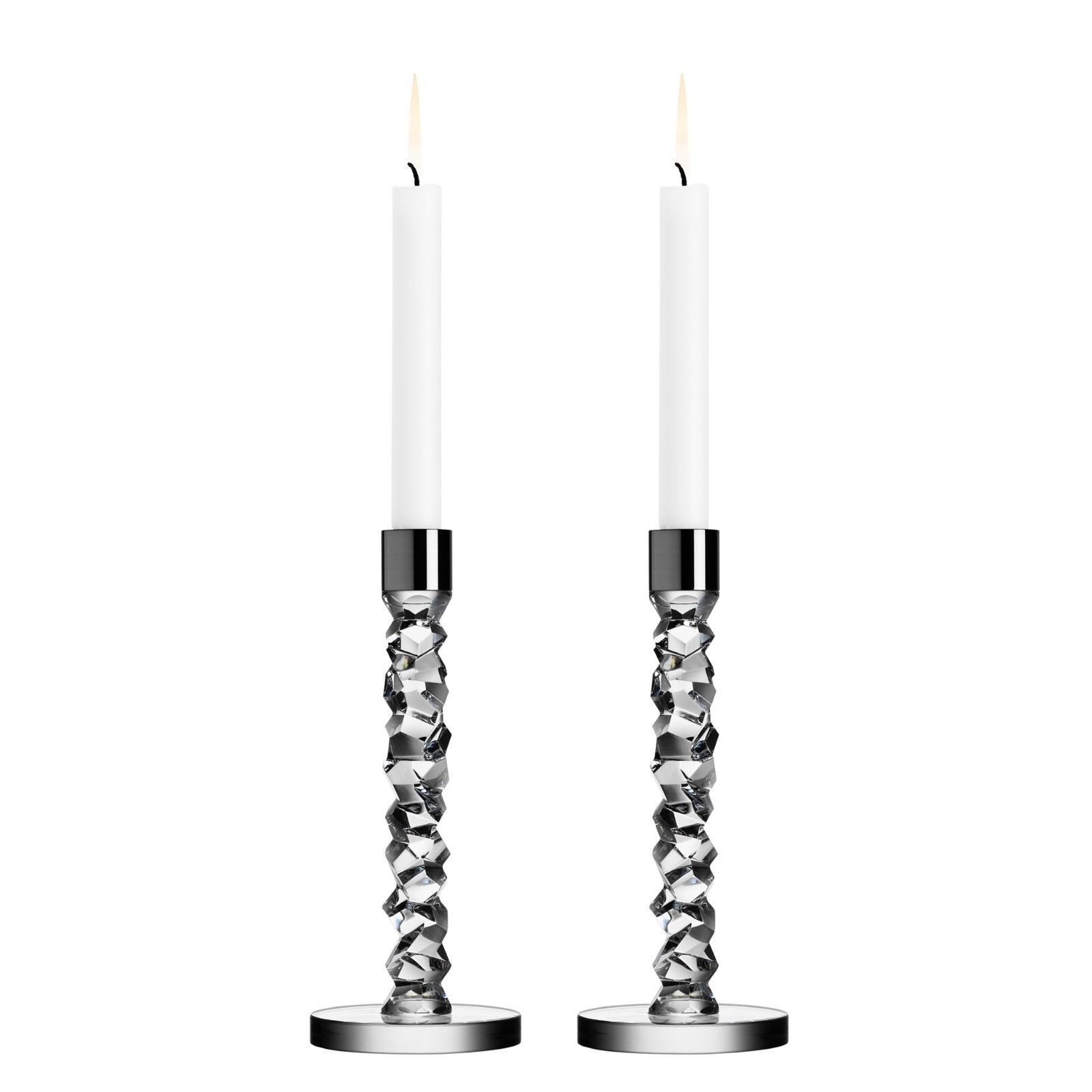 Orrefors Carat Candlestick Medium Pair by Lena Bergström - $325.00