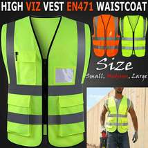 APXB Hi-Vis High Visibility Vest Waistcoat Safety Jacket with Pockets - Availabl - £5.15 GBP