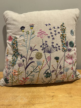 Secret Celebrity Floral Embroidered Throw Pillow 18x18” Flowers Spring - £47.19 GBP