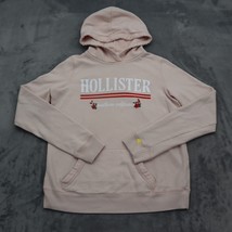 Hollister Hoodie Womens S Pink Long Sleeve Hooded Pocket Graphic Print Logo Knit - £20.32 GBP