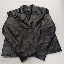 Junction West RN#92608 Women's Black Leather Buttons Jacket Size Large image 13