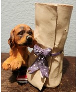 Dog with Books and Paper Scroll Pencil Cup Holder 4&quot; Resin Teacher - $3.86