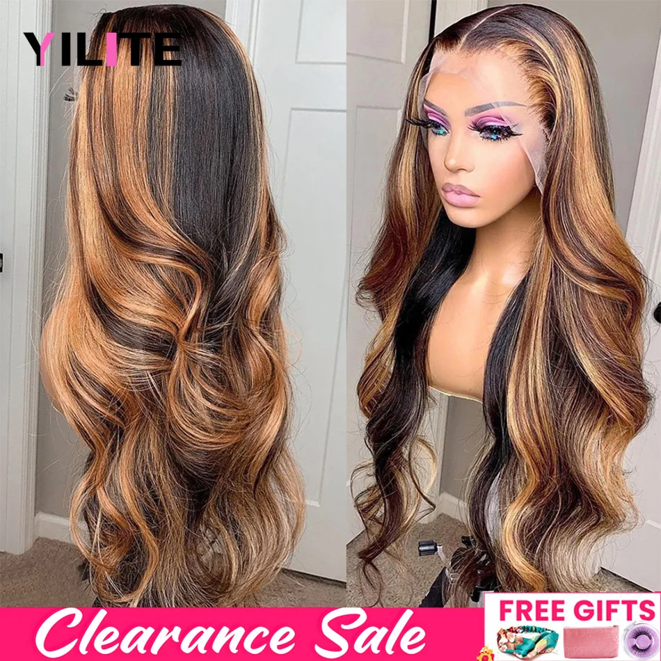 HD Highlight Wig Human Hair Brazilian Glueless Wig Honey Blonde Colored Hum - £58.40 GBP+