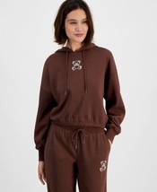 MSRP $32 Hippie Rose Juniors&#39; Graphic-Print Cropped Hoodie Brown Size Large - £16.80 GBP