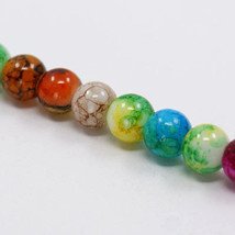 20 Glass Beads 10mm Round Beads Swirled Beads Wholesale Beads Assorted Beads - £2.33 GBP