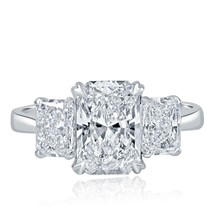 3 Stone  IGI  1.74CT  F-VS1 Lab Grown Radiant Cut Diamond Ring 18k Gold 2.24 TCW - £2,610.70 GBP