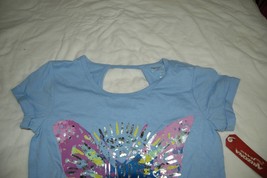 Girls Youth Medium NWT Arizona Jeans Graphic T-shirt Top Blue Happy 10/12 - £14.17 GBP