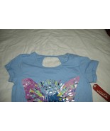 Girls Youth Medium NWT Arizona Jeans Graphic T-shirt Top Blue Happy 10/12 - £14.14 GBP