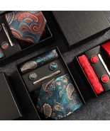 Elegant Silk Paisley Necktie Set with Accessories for Men - €30,39 EUR