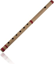 17 Inch Authentic Indian Wooden Bamboo Flute In &#39;A&#39; Key Fipple Woodwind Musical - £30.36 GBP