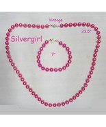 Vintage Plastic Beaded Necklace/Bracelet and Earring Sets Teal Pink Blue - £8.13 GBP+