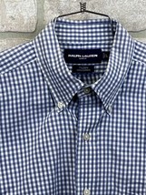 Ralph Lauren Polo Golf Mens Sz L Shirt Blue Short Sleeve Plaid Outdoor T... - £17.12 GBP