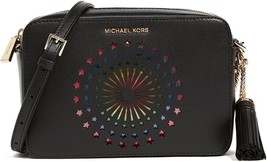 New Michael Kors Women&#39;s Ginny Leather Medium Camera Bag Black - $168.29