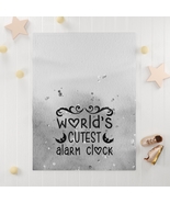World&#39;s Cutest Alarm Clock Soft Fleece Baby Blanket - Gray Gradient  - £36.16 GBP