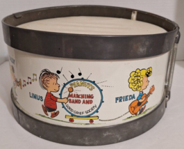 Vtg Chein Peanuts Marching Band Drum Snoopy Charlie Brown Lucy Metal 1963 - $26.77