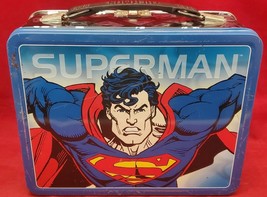 Vintage 1998 DC Comics Superman Thermos Brand Tin Lunchbox with Thermos ... - £23.49 GBP