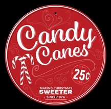 Candy Canes Christmas Santa Winter Holiday Snowman Classic Retro Metal Tin Sign - £17.29 GBP