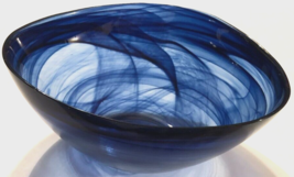 Monte Carlo Alabaster Indigo Blue Swirl Zodax TK-127 Glass Decorative Bo... - $51.53