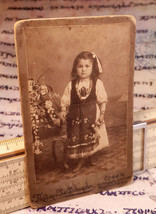 1890s Antique Photograph  - Little Girl in a Folk Costume - Ink Dip Pen Written - £14.75 GBP