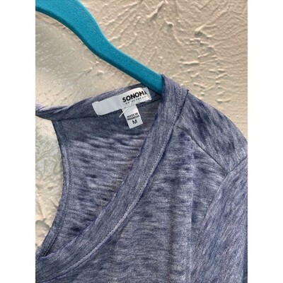 Sonoma Women's Blue Size Medium T-shirt Cutout Back Shark Bite Raw Hem Item image 2