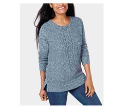 Karen Scott Womens S Blue Marled Center Cable knit Pullover Sweater NWT AC43 - £15.53 GBP