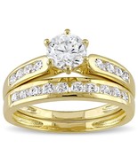 14K Yellow Gold Over With 2.00 Ct Round Cut Diamond Wedding-Engagement R... - £125.19 GBP