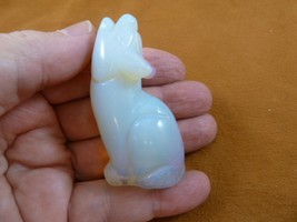 (Y-COY-SI-708) white Opalite howling COYOTE wild dog gemstone carving FI... - $17.53