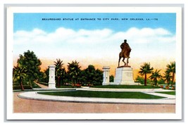 Beauregard Civil War Statue New Orleans Louisiana LA UNP Linen Postcard Y6 - £3.77 GBP