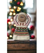 Handmade Stocking Vtg 11.25&quot; Needlepoint Angel Christmas Tree Topper Pup... - $38.27 CAD