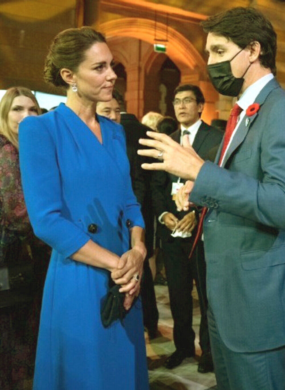 Kate Middleton Inspired Blue 3/4 Sleeve Double-Breasted Wrap Coat Dress OZ Stock Item image 3