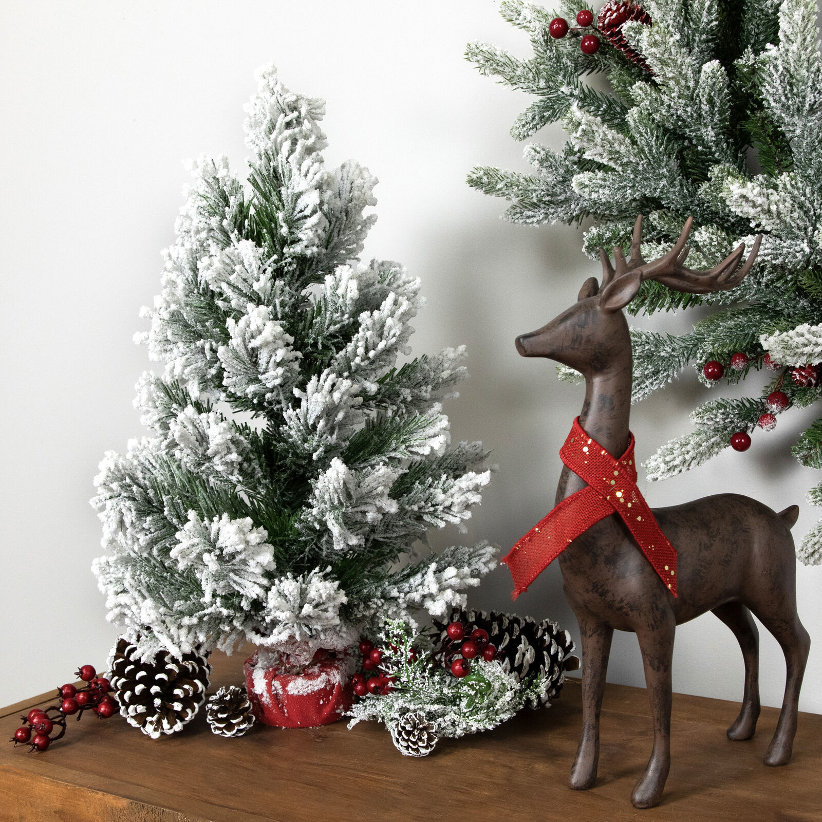 US Seller Full Flocked Angel Pine Artificial Mini Christmas Tree 19&quot; Unl... - $38.98