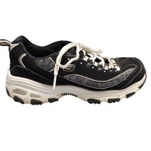 SKECHERS D&#39;Lites Me Time Sneakers Womens Sz 7 Black Leather Memory Foam SN11936 - £26.73 GBP