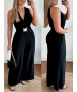 Women’s Summer Sleeveless Jumpsuit – Casual One-Piece Romper with Pocket... - $29.90 CAD