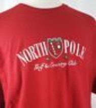 North Pole Golf &amp; Country Club Christmas T-Shirt Men XL Red Cotton Embroidered . - £15.06 GBP